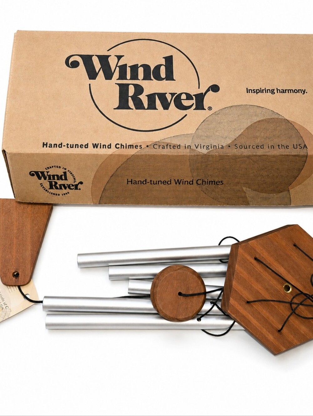 NWT Arias Wind Chime By Wind River 17 Inch Satin Silver Top To Bottom C Tuned